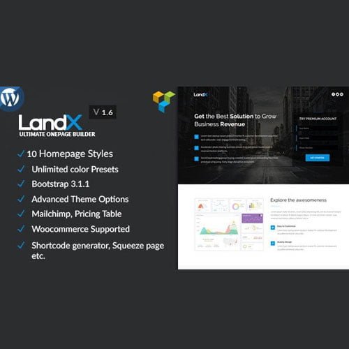 landx.jpg LandX Multipurpose WordPress Theme, Software Application Landing Pages Builder for Marketing Agency - Image 1